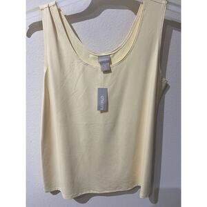 Chico's Travelers Size 1 (M) Yellow Stretch Knit Scoop Neck Tank